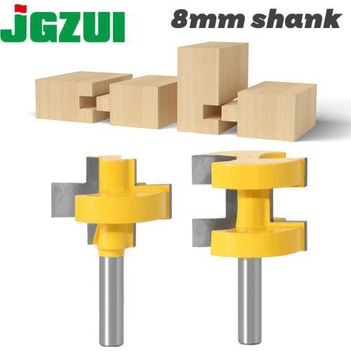 2pcs 8MM Shank T-Slot Square Tooth Tenon Milling Cutter Carving Knife Router Bits for Wood Tool Woodworking