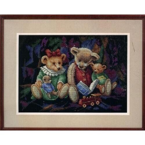 COTTON Counted Cross Stitch Kit Storytime Bears Bear Story Time dim 35081