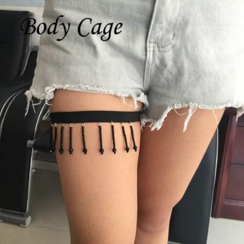 Body Cage 1pc Beading Thigh ornament Ligas Sexy Top Thigh Highs Garter Belt Stockings Bondage Lingerie Garter Belt Suspender Set