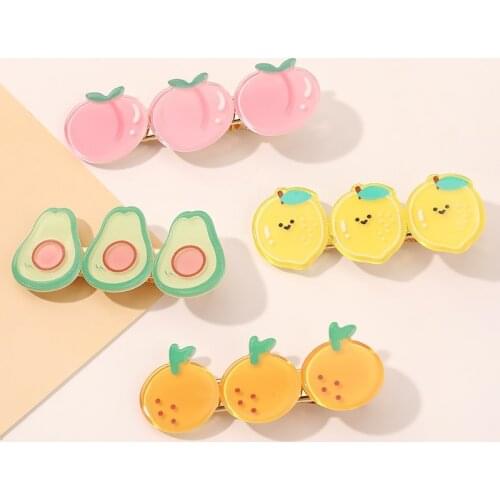 Korean Hair Clips for Child Hair Barrettes Cute Elegant Fruit Pattern Duckbill Clip Girls Hairclip Hair Accessories 2021 New