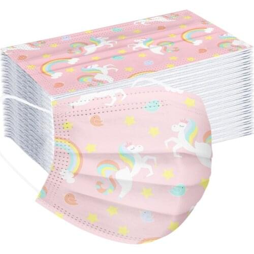 Cosplay Bandana 50pcs Horse Disposable Mask Children Mascarillas Niños Printed Breathable 3-layer Non Woven Halloween Cosplay