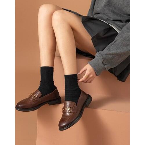 Alligator PatternMetal horse clasp Lefu shoes for Women