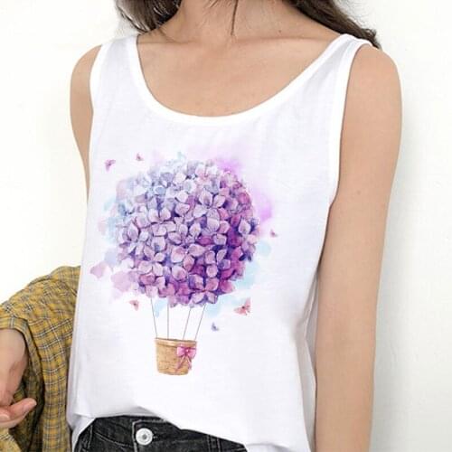 Camisoles Summer 2020 Women Fashion Sexy Vest Tank Tops T-Shirt Flowers Print Harajuku Casual Female Sleeveless Oversized