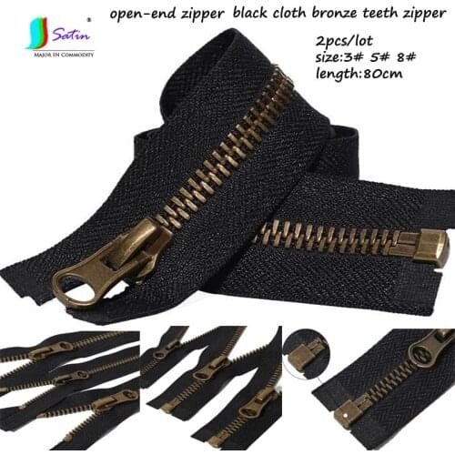 Metal Teeth 80cm Open End Black Cloth Bronze Teeth Zipper Tent Backpack Coat Down Jacket Suitcase Decorative Accessories Zipper