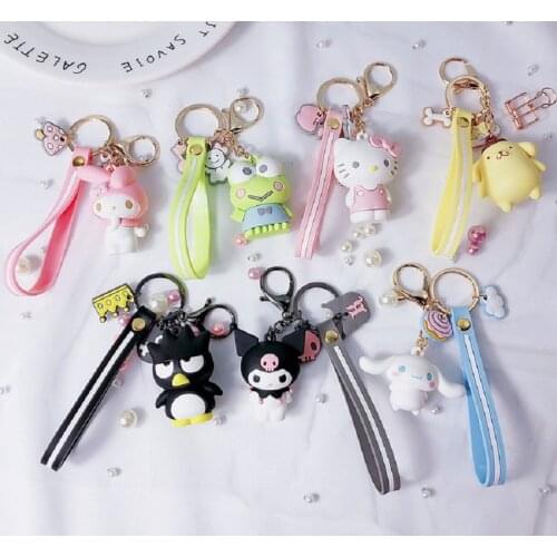 Cartoon Kawaii Kt Cat Hello Kitty Cinnamoroll Kuromi My Melody Doll Toy Model Action Doll Keychain Doll Bag Keyring Gift