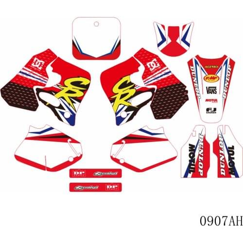 Full Graphics Decals Stickers Motorcycle Background Custom Number Name For HONDA CR 125 CR 250 CR125 CR250 1993 1994
