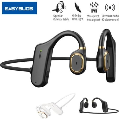 EASYBUDS Bone Conduction Headsets Open Ear Earphones Stereo Sport Waterproof Ear Hook Lightweight Headphones120H Standby Time