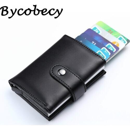 Bycobecy 2019 NEW Men And Women Genuine Leather Credit Card Case Pocket Box Business ID Card Holder Cover Birthaday Gifts