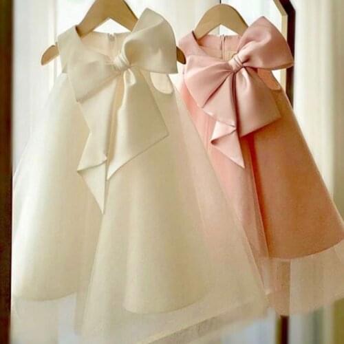 New Baby Girl Dress Kids Birthday Children Elegant Big Bow Frocks Girls Boutique Party Dresses
