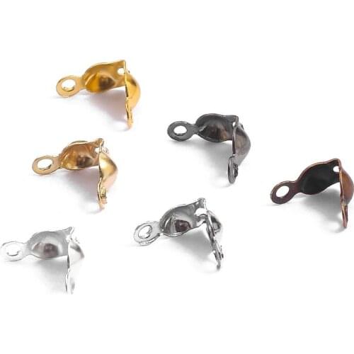 Wholesale 200pcs Multi Color End Crimps Beads Tips Fit Ball Chain Connector Jewelry Findings Pendant Clasp End Bead Caps