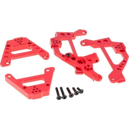 1 set Aluminum Alloy Metal Front+Rear Shock Absorber Rack Red/Black for Axial SCX10 III AXI03007 1/10 RC Car Accessories