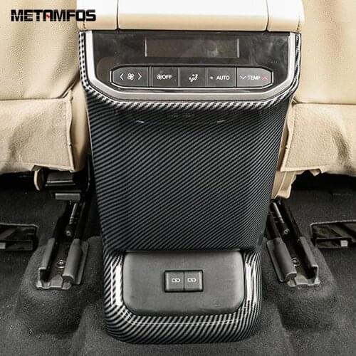 For Toyota Highlander Hybrid 2021 2022 Carbon Fiber Armrest Box Rear Seat Air Condition Vent Outlet Cover Trim Car Accessories