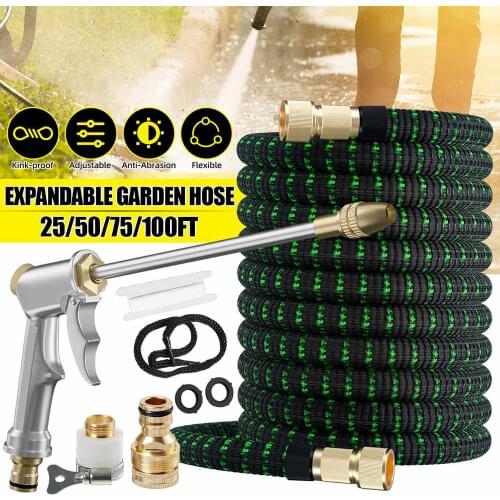 100FT Full Set Garden Hose Water Expandable Telescopic Watering Hose High Pressure Car Wash Expandable Garden Magic Hose Pipe