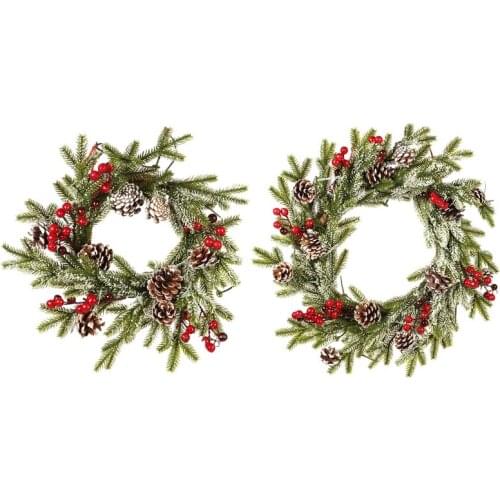Christmas Wreaths with Bells Decorations, Xmas Garland Ornament Artificial Home