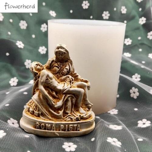 Virgin Mary Holding Jesus Good Friday Candle Silicone Mold Plaster Scented Mold Aromatherapy DIY Candle Molds for Candle Making