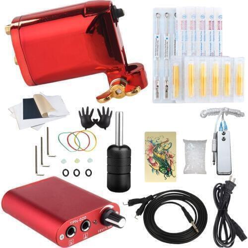 Beginner Tattoo Starter Kits 1 Rotary Tattoo Machines Guns High Quality Clip Power Supply Needles Top Tattoo Ink Free Shipping