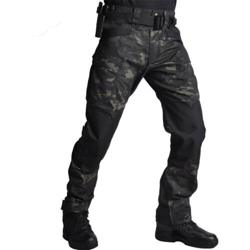 Tactical Training Camouflage Pants Men Outdoor Army Sports Hiking Climbing Hunting Water Resistant Multi-Pocket Loose Trousers