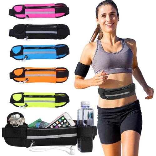 Running Waist Bag Men Women Mobile Phone Pockets Waterproof Belt Bags with Water Bottle Holder Outdoor Sports Accessories