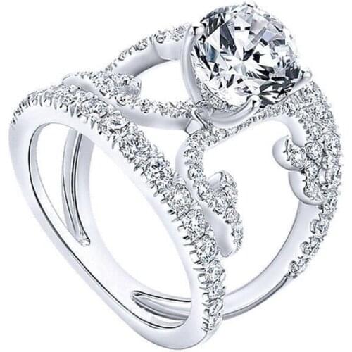 Fashion Geometric X Shape Ring for Women Wedding 925 Sliver Finger Rings Vintage Cubic Zirconia Jewelry Gifts Accessories