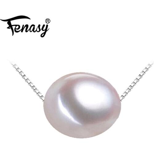 FENASY Real Natural Freshwater Pearl Pendant Necklace For Women With 925 Sterling Silver Chain Jewelry
