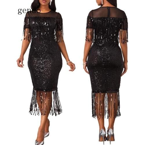 Women Sexy Solid Sequined Shining Club Sheath Long Sleeved Knee-Length Dress Women Vestidos De Fiesta Robe Femme