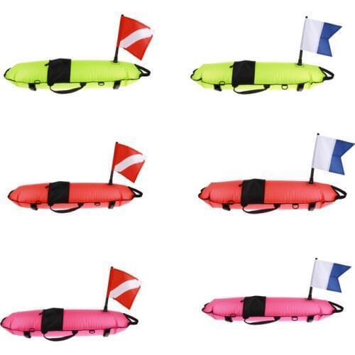 1 Set Torpedo Shape Water Surface Marker Buoy with Flag Scuba Diving Signal Float Directive Buoy Flag for Flatable Boat Dinghy