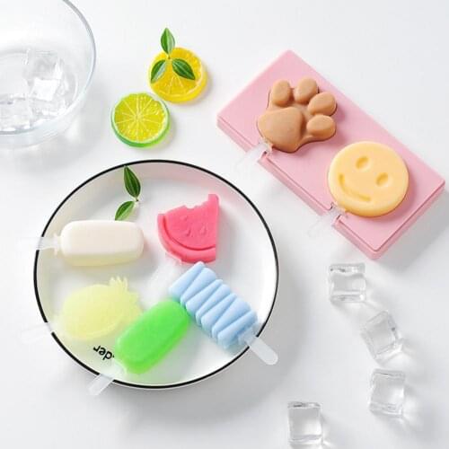 1pcs Candy Color Ice Pop Maker Non-stick Easy to Clean Silicone Summer Ice Cube Tray Mold for Children Ice Cream Tools