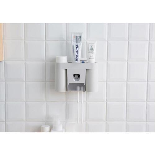 1PC Automatic Toothpaste Dispenser Dust-proof Toothbrush Holder with Cups No Nail Wall Stand Shelf Bathroom Organizer LF 241