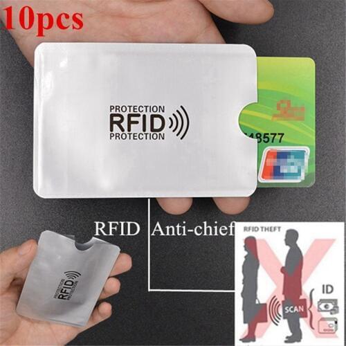 10pcs aluminum foil anti-degaussing card cover RFID shielding bag NFC credit card anti-theft brush ID card protector