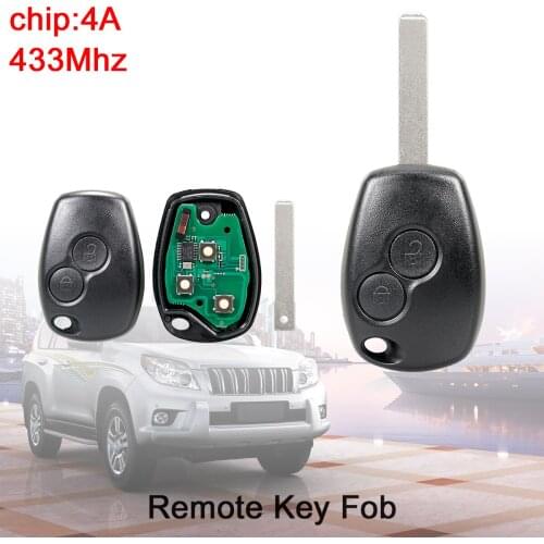 2 Buttons 433MHz Keyless Smart Remote Car Key Fob 4A Chip for Renault Trafic Twingo Symbol Dacia Duster Logan Sandero Vauxhall