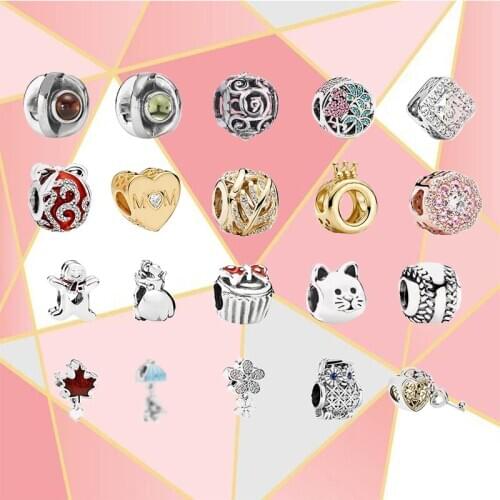 2020 Fashion New High Quality 100% S925 Tropical Flamingo Daisy Crown Owl Charm Female Original Classic DIY Jewelry Gift