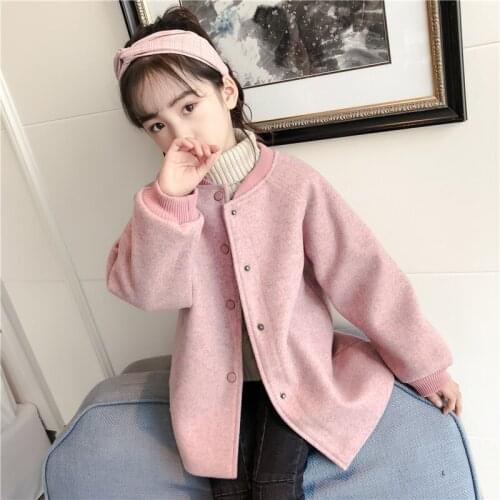 2021 Casual Jacket Winter Spring Coat Outerwear Top Children Clothes School Kids Costume Teenage Girl Clothing Woolen Cloth High