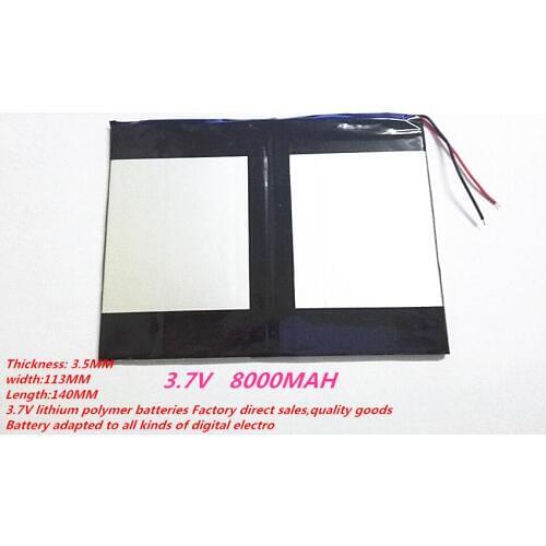 3.7V 35113140 battery dual core,gemei G6T,VI40 dual core,A11 Quad-Core,tablet pc battery 8000MAH SGR241