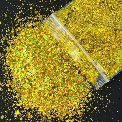 1Bag Mixed Size Nail Glitter Sequins Sparkle Holographic Chunky Mixed Nail Multi-sizes Colorful Flakes Sequins For Manicure 50g