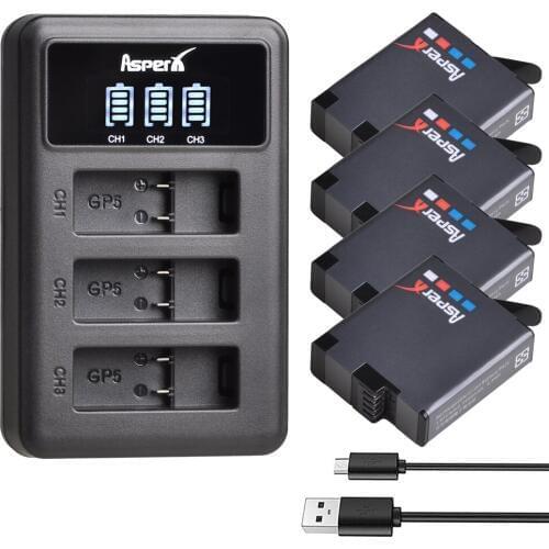 1680mAh AHDBT-501 AHDBT501 Battery for Gopro Hero 5 + LED USB 3-Port Charger with Type C Port For GoPro 5 Hero 6 Hero 7 Camera