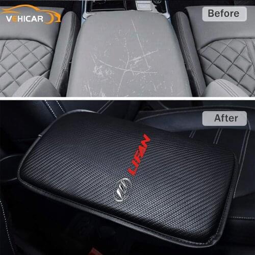 VEHICAR Console Pad Car Armrest Mat For LIFAN Carbon Fiber PU Leather Auto Protector Arm Rest Cushion Accessories Dust-proof