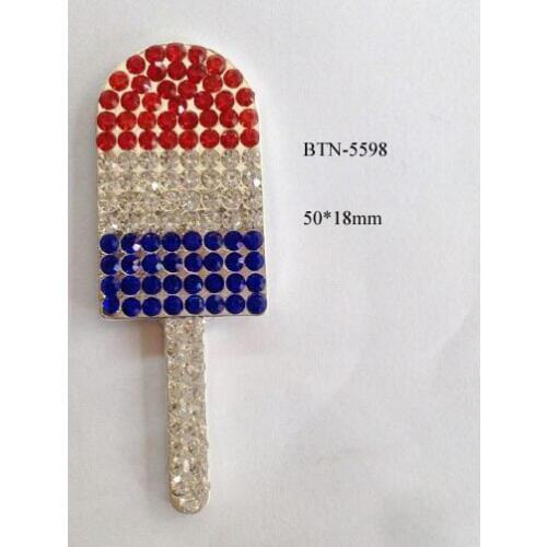 Free shipping 10PCS 50*18mm popsicle rhinestone button(BTN-5598)