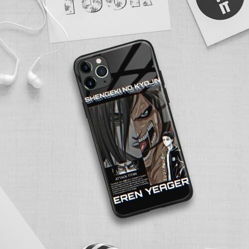 Attack on Titan Eren Yeager anime Soft Silicone Glass Phone Case for IPhone SE 6s 7 8 Plus X Xr Xs 11 12 Mini Pro Max Samsung