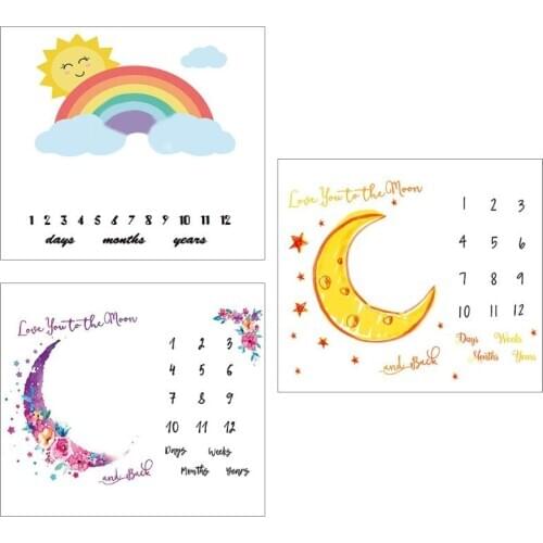 Baby Milestone Commemorative Blanket Newborn Photo Background Cloth Photography Prop Blanket for Little Boys Girls