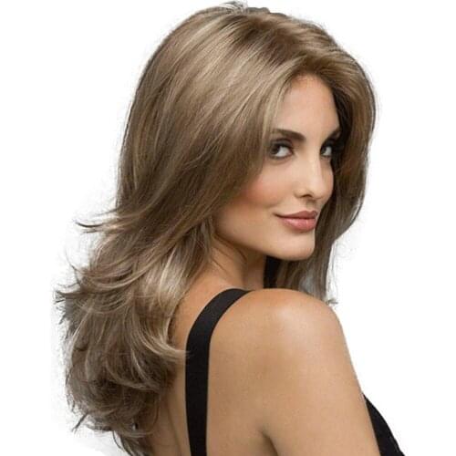 Long Wavy Synthetic Wigs For Women Mix Color Costume Cosplay Wigs Middle Parting 22 inches Synthetic Wigs For Party Daily Life