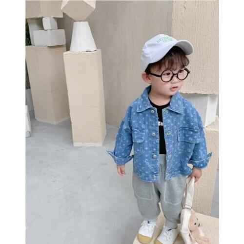 Toddler Boys Denim Jackets Child Fashion Print Casual Coat Kids Autumn High Quality Jacket for Boy 2 3 4 5 6 Y Baby Outwear New