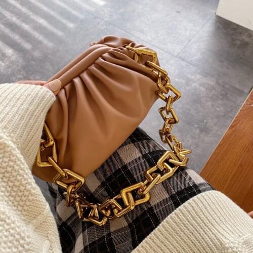 Elegant Female Soft Crossbody Bag 2021 New Quality Leather Womens Designer Handbag Vintage Metal Chain Shoulder Messenger Bag