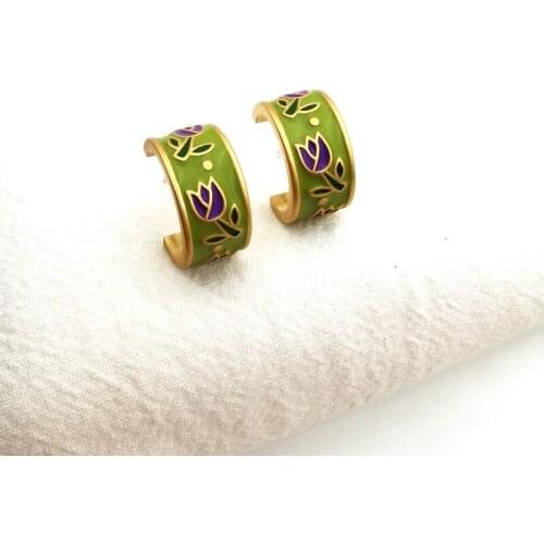 European and American simple retro court tulips flowers elegant antique touch earrings earrings