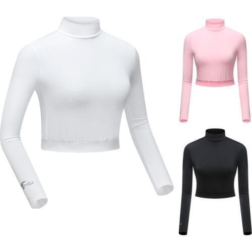 Women Golf Training Shirts Sun Protection Anti-Uv Long Sleeved T-shirt Bottoming Ladies Quick Dry Soft Tights Crop Tops D0680