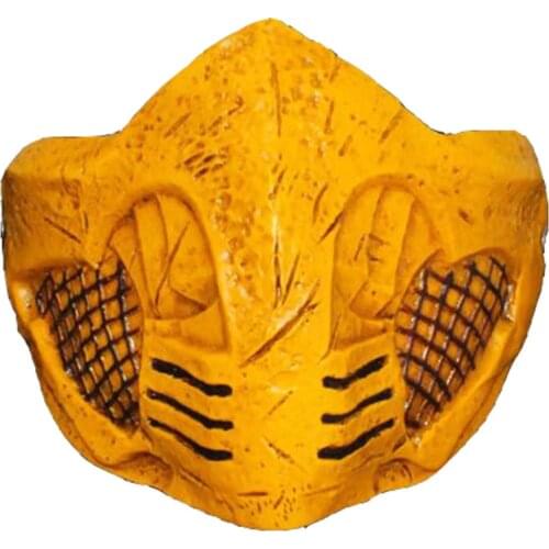 Game Mortal Kombat 11 SCORPION Cosplay Mask Resin Made Yellow Color Scorpion Masks Halloween Cosplay Props in Carton Box