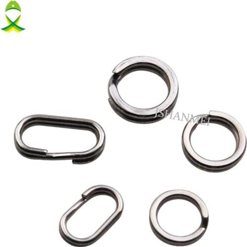 JSM 200Pcs/lot Stainless Steel Round Oval DOUBLE Split Ring Fishing Tackle Connectors double loop 4mm-10mm