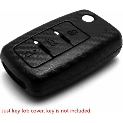 Carbon Car Key Case For VW Volkswagen Jetta Passat Golf Beetle Rabbit GTI CC EOS SEAT 3 Buttons Folding Remote Fobs Shell Cover