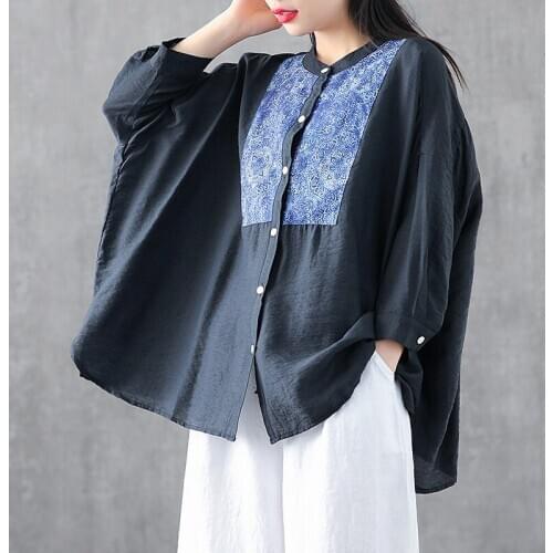 Chinese Fashion Clothes Woman Blouse 2020 Spring Summer Batwing Sleeve Linen Vintage Shirt Chinese Style Clothing Women 10004