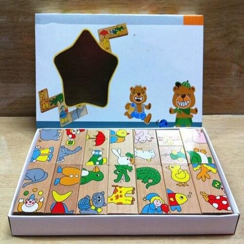 Classic Wooden 15PCS Animal Puzzles Learning Education Baby Toy Cartoon Jigsaw Birthday Present Parent-Child Interactive