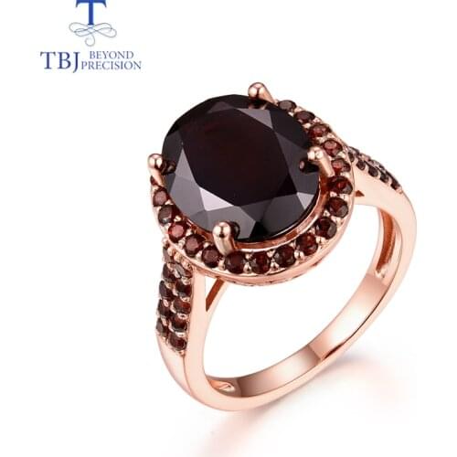 Natural gemstone black garnet ring sterling silver 925 ring classic style suitable for lady engagement & daily wear fine jewelry